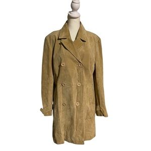 Vintage - Live a Little suede leather double breasted trench coat